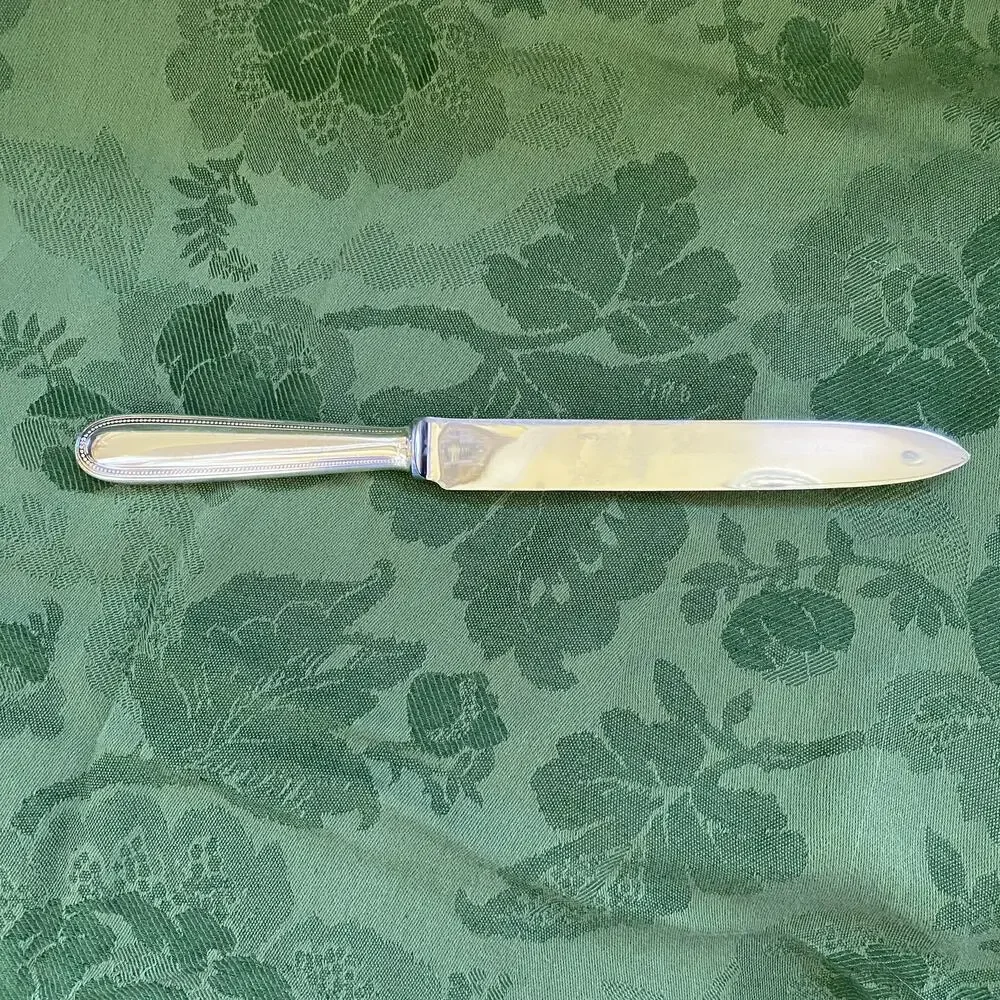 Christofle Perles Carving Knife Silverplate France 13in Serving Beaded